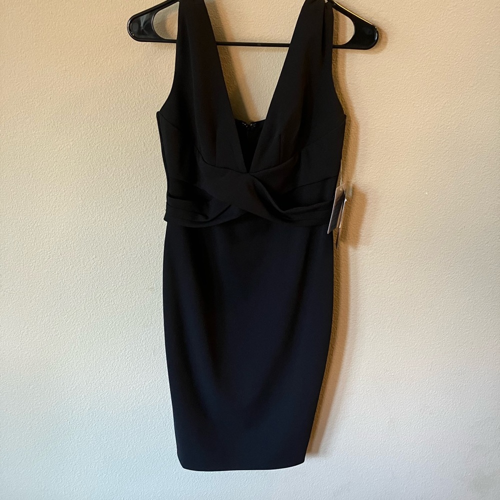 BEBE black bodycon dress with crisscross detailing